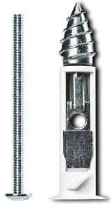 Cobra Anchors 364S Driller Toggle Bolt, 3 in L, Zinc, Chrome Zinc, 100 lb, 2/PK