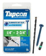 Tapcon 28385 Concrete Screw Anchor, T30 Screw, 1/4 in Dia, 2-3/4 in L, Steel, Climaseal, 75/PK