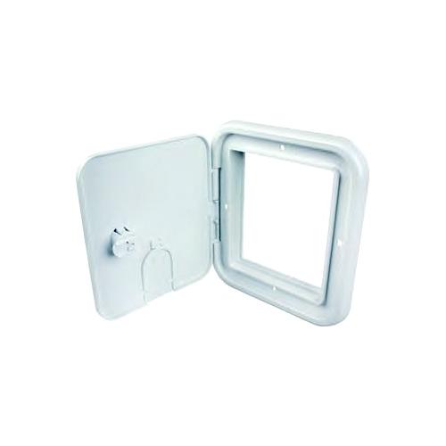 B&B Molders 94334 Square Electric Cable Hatch, Small w/Open Back & Key Lock, Polar White