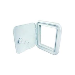 B&B Molders 94334 Square Electric Cable Hatch, Small w/Open Back & Key Lock, Polar White