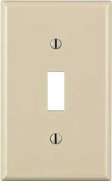 Leviton 024-80701-00T Wallplate, 4-1/2 in L, 2-3/4 in W, 1 -Gang, Nylon, Light Almond, Smooth