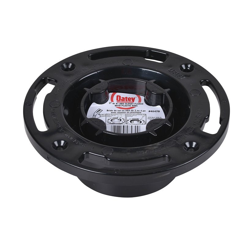 Oatey 48470 Closet Flange, 3, 4 in Connection, ABS, For: 3 in or Inside 4 in SCH 40 DWV Pipe