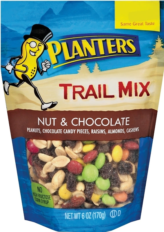 Planters 422491 Trail Mix, Chocolate, Nuts, 6 oz, Bag, Pack of 12