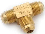 Anderson Metals 754044-05 Tube Union Tee, 5/16 in, Flare, Brass