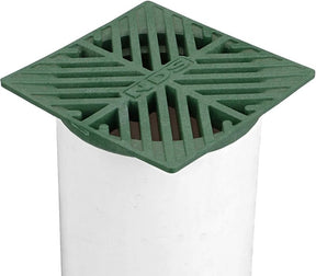NDS 07 Drain Grate, 5 in Dia, 4.56 in L, 4.56 in W, Square, 3/16 in Grate Opening, HDPE, Green