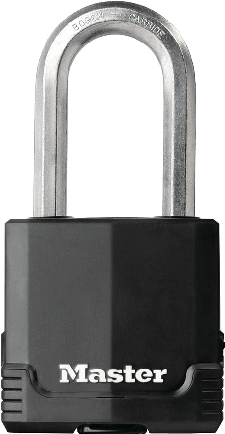 Master Lock Magnum Series M515BLCDLHHC Padlock, Different Key, 3/8 in Dia Shackle, Boron Carbide Shackle, Steel Body