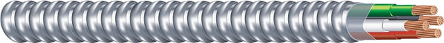 Southwire Armorlite 68583422 Armored Cable, 12 AWG Cable, 3-Conductor, 50 ft L, Copper Conductor, PVC Insulation