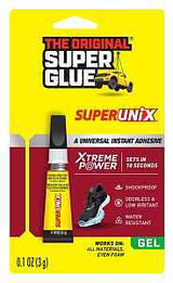 The Original Super Glue SUPERUNIX 11710504 Universal Instant Adhesive, Gel, Characteristic, Clear, 3 g
