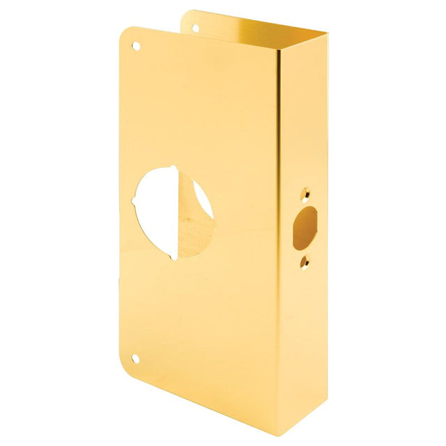 Prime-Line U 9548 Lock and Door Reinforcer, 2-3/8 in Backset, 1-3/4 in Thick Door, Brass, 9 in H, 3-7/8 in W