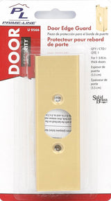 Prime-Line U 9566 Door Edge Reinforcer, 1-3/8 in Thick Door, Brass, Bright Brass, 4-1/2 in H, 1 in W