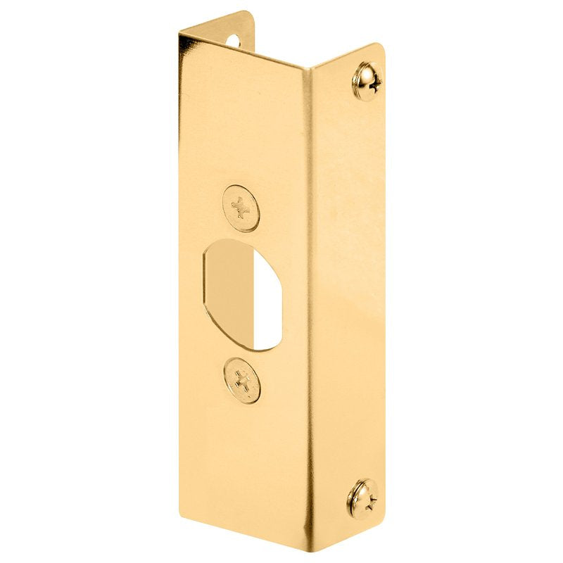 Prime-Line U 9566 Door Edge Reinforcer, 1-3/8 in Thick Door, Brass, Bright Brass, 4-1/2 in H, 1 in W