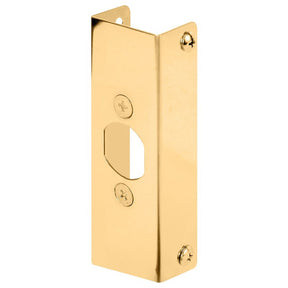 Prime-Line U 9566 Door Edge Reinforcer, 1-3/8 in Thick Door, Brass, Bright Brass, 4-1/2 in H, 1 in W