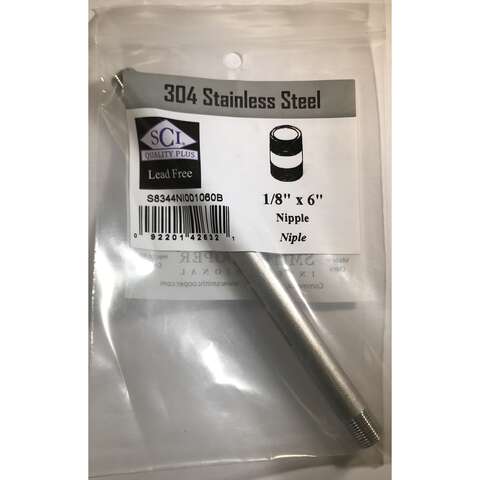 Smith-Cooper 1/8 in. MPT Stainless Steel 6 in. L Nipple