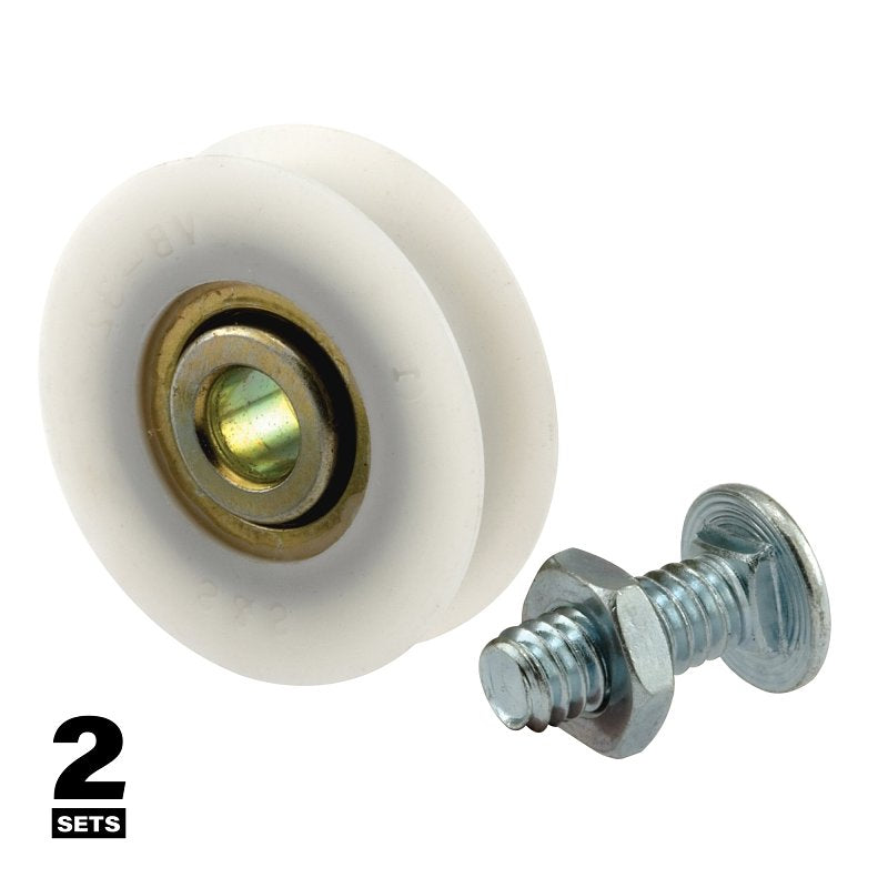 Prime-Line D 1504 Door Roller, 1-1/4 in Dia Roller, 5/16 in W Roller, Nylon, 2-Roller