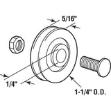 Prime-Line D 1504 Door Roller, 1-1/4 in Dia Roller, 5/16 in W Roller, Nylon, 2-Roller