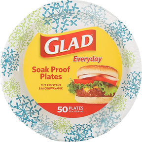 Glad Everyday BBP0100 Plate, 10-1/4 in, Round, Paper, Blue Hydrangea