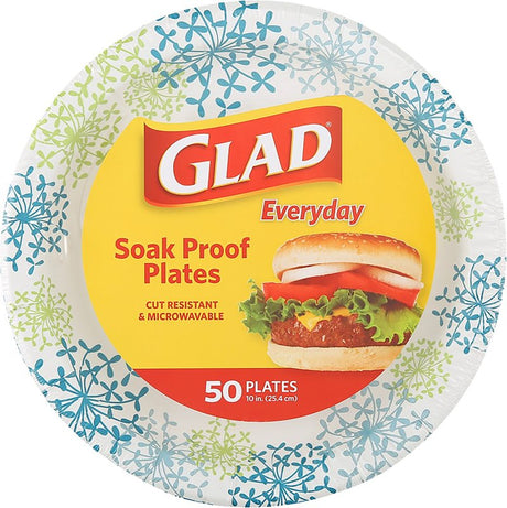 Glad Everyday BBP0100 Plate, 10-1/4 in, Round, Paper, Blue Hydrangea