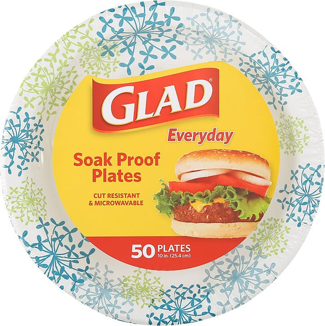 Glad Everyday BBP0100 Plate, 10-1/4 in, Round, Paper, Blue Hydrangea