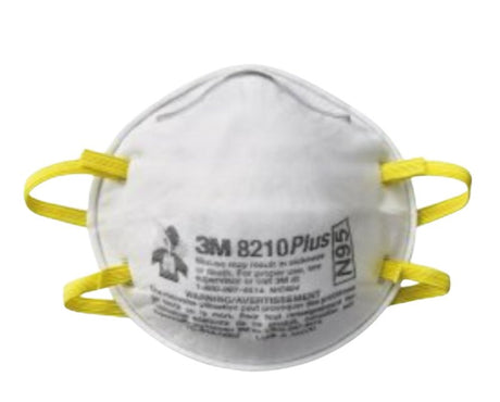 3M 8210PH3-DC Respirator, One-Size Mask, N95, P95 Filter Class, 95 % Filter Efficiency, White