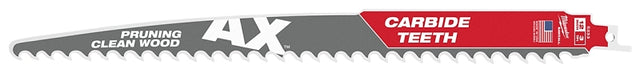 Milwaukee THE AX 48-00-5233 Reciprocating Saw Blade, 12 in L, 3 TPI, Carbide Cutting Edge