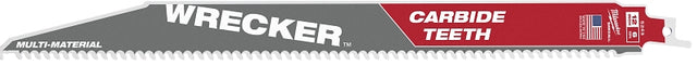 Milwaukee The WRECKER 48-00-5243 Reciprocating Saw Blade, 12 in L, 6 TPI, Carbide Cutting Edge