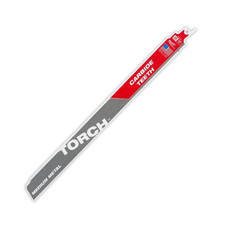 Milwaukee TORCH 48-00-5253 Reciprocating Saw Blade, 1 in W, 12 in L, 10 TPI, Carbide Cutting Edge