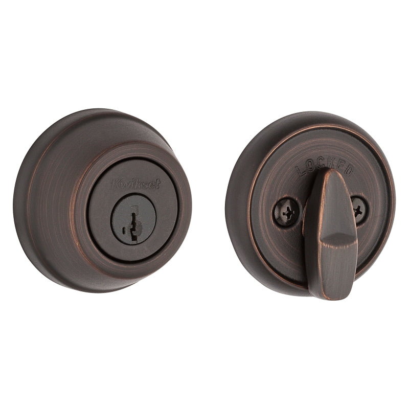 Kwikset 78011PSMTRCALRCS Deadbolt, Different Key, Steel, Venetian Bronze, 2-3/8, 2-3/4 in Backset, K3, SMT Keyway