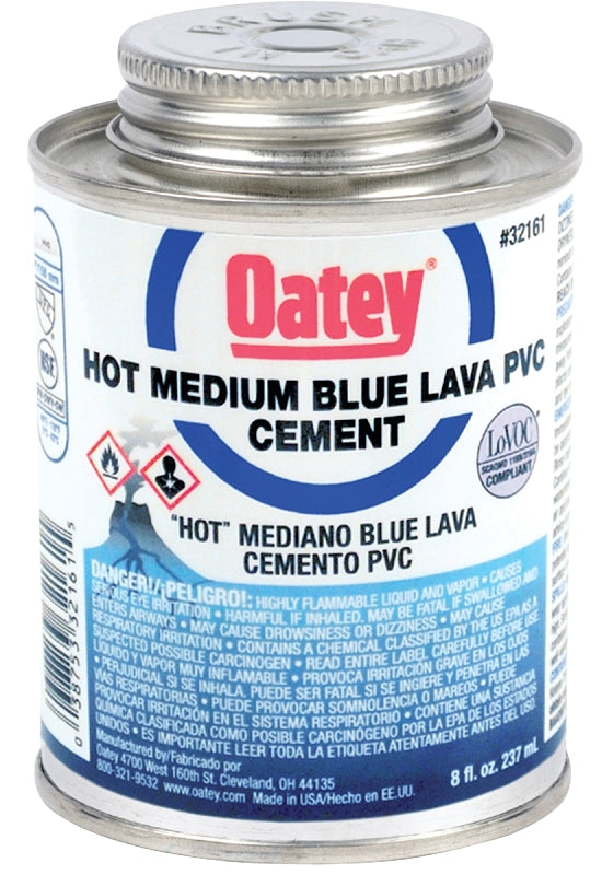 Oatey 32161 Solvent Cement, 8 oz, Can, Liquid, Blue
