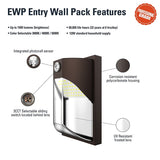Halo EWP Series EWP15FSDBZ Entry Wall Pack, 12 W, 120 V, LED, 1659 Lumens, 5000 K, Polycarbonate