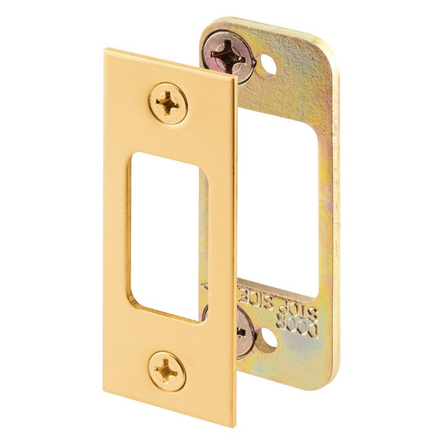 Defender Security E 2479 Deadbolt Strike Plate, 2-3/4 in L, 1-1/8 in W, Steel, Brass