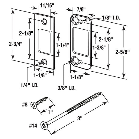 Defender Security E 2483 Lock Plug, 2-3/4 in L, 1-1/8 in W, Steel, Satin Nickel