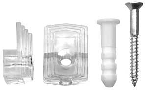 OOK 50224 Mirror Clip Set, 1/8 in L Dimensions, 20 lb, Plastic, Clear, Wall, 10/PK