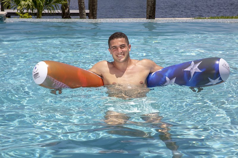 PoolCandy Stars and Stripes Series US1724US Giant-Size American-Flag Pool Noodle, Cylindrical, PVC, Blue/Red/White