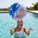 PoolCandy US1786US Inflatable Beach Ball, 13-3/4 in Dia, PVC, Multi-Color