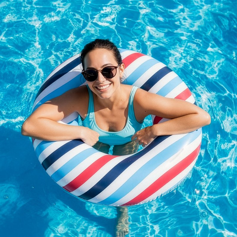 PoolCandy US2136SS Pool Tube, Inflatable Profile, Vinyl, Blue/Red/White
