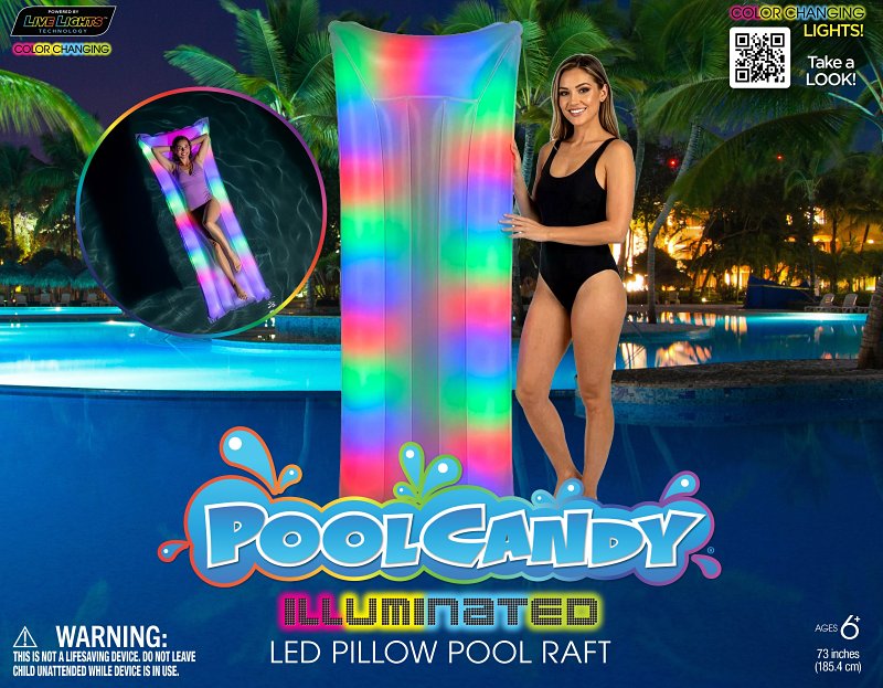 PoolCandy PC4151MU Pillow Pool Raft, PVC, Multi-Color