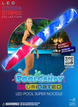 PoolCandy Stars and Stripes Series US1754USL Big-Size American-Flag Pool Noodle, Cylindrical, PVC, Multi-Color