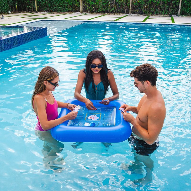 PoolCandy PC3213TBL Game Table, Inflatable Profile, Square, Vinyl, Blue