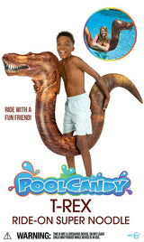 PoolCandy PC1740TR Ride-On Pool Noodle, T-Rex, PVC, Brown