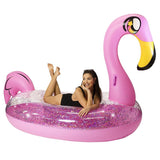 PoolCandy PC1810GF Gigantic Float, Inflatable Profile, Flamingo, PVC, Pink Glitter