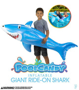 PoolCandy PC1760SHK Giant Ride-On, Inflatable Profile, Shark, PVC, Blue