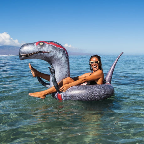 PoolCandy PC2642VR Beach and Pool Tube, Inflatable Profile, Velociraptor, PVC, Multi-Color