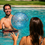 PoolCandy PCL1752AQG Beach Ball, 13-3/4 in Dia, PVC, Aqua Glitter