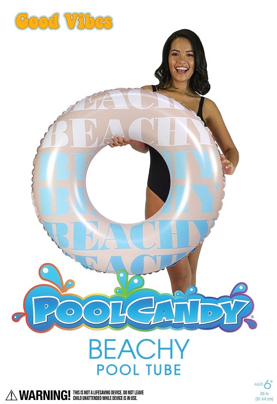 PoolCandy Good Vibes Series PC2036GV1 Pool Tube, Inflatable Profile, PVC, Light Blue