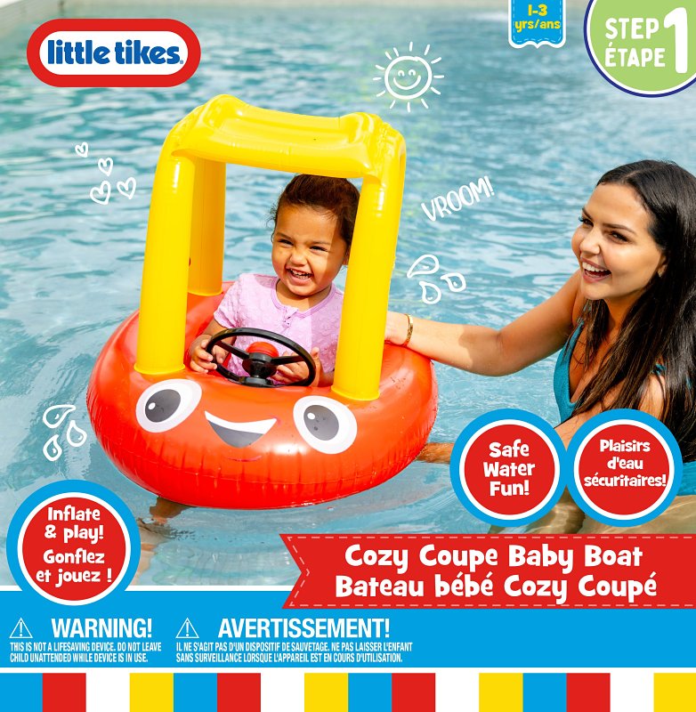 little tikes LT2710F Ride-On, Inflatable Profile, Cozy Coupe Boat, Vinyl, Multi-Color