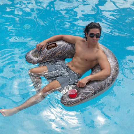 PoolCandy RealTree Max 7 Series RT2402MX7 Jumbo Sun Chair Pool Float, Inflatable Profile, PVC, Camouflage