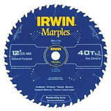 Irwin 1807382 Circular Saw Blade, 12 in Dia, 1 in Arbor, 40-Teeth, Carbide Cutting Edge