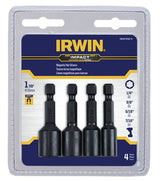 Irwin 1837530 Impact Nutsetter Set, 4-Piece, Magnetic, Steel, Black Oxide