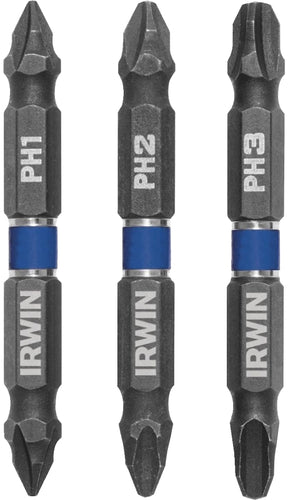 Irwin IWAF32DEPHMIX3 Impact Bit Set, 3-Piece, Steel, Double-Ended, 3/PK