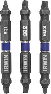 Irwin IWAF32DESQMIX3 Impact Bit Set, 3-Piece, Double-Ended, Steel, 3/PK